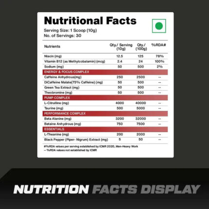 Sezpro Nutrition Vigor PreWorkout - 30 Serving, 300g, Watermelon - Hold Strong Fitness & Nutrition