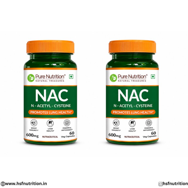 Pure Nutrition NAC Combo 600mg Twin Pack Front View Bottles