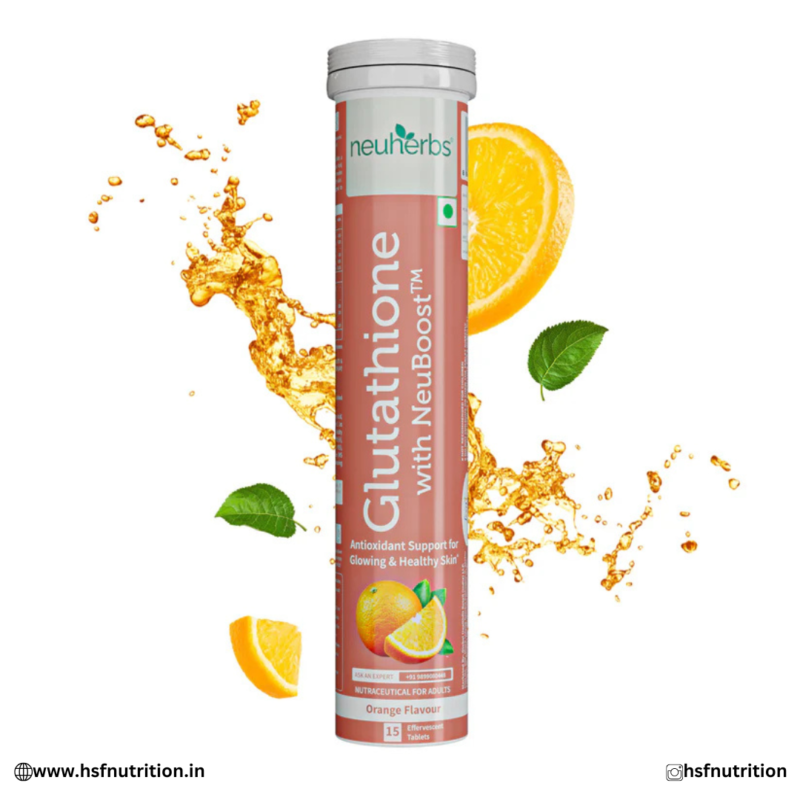 Neuherbs Glutathione Effervescent Tablets with NeuBoost Orange Flavour for Skin Brightening
