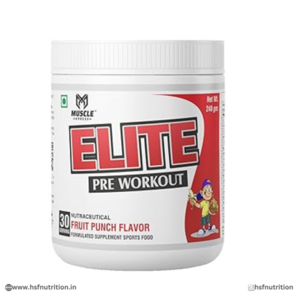 Elite PreWorkout - 30 Serving, 240g | Energy, Strength & Endurance Booster | PreWorkout Powder with Beta Alanine, Citrulline, Caffeine
