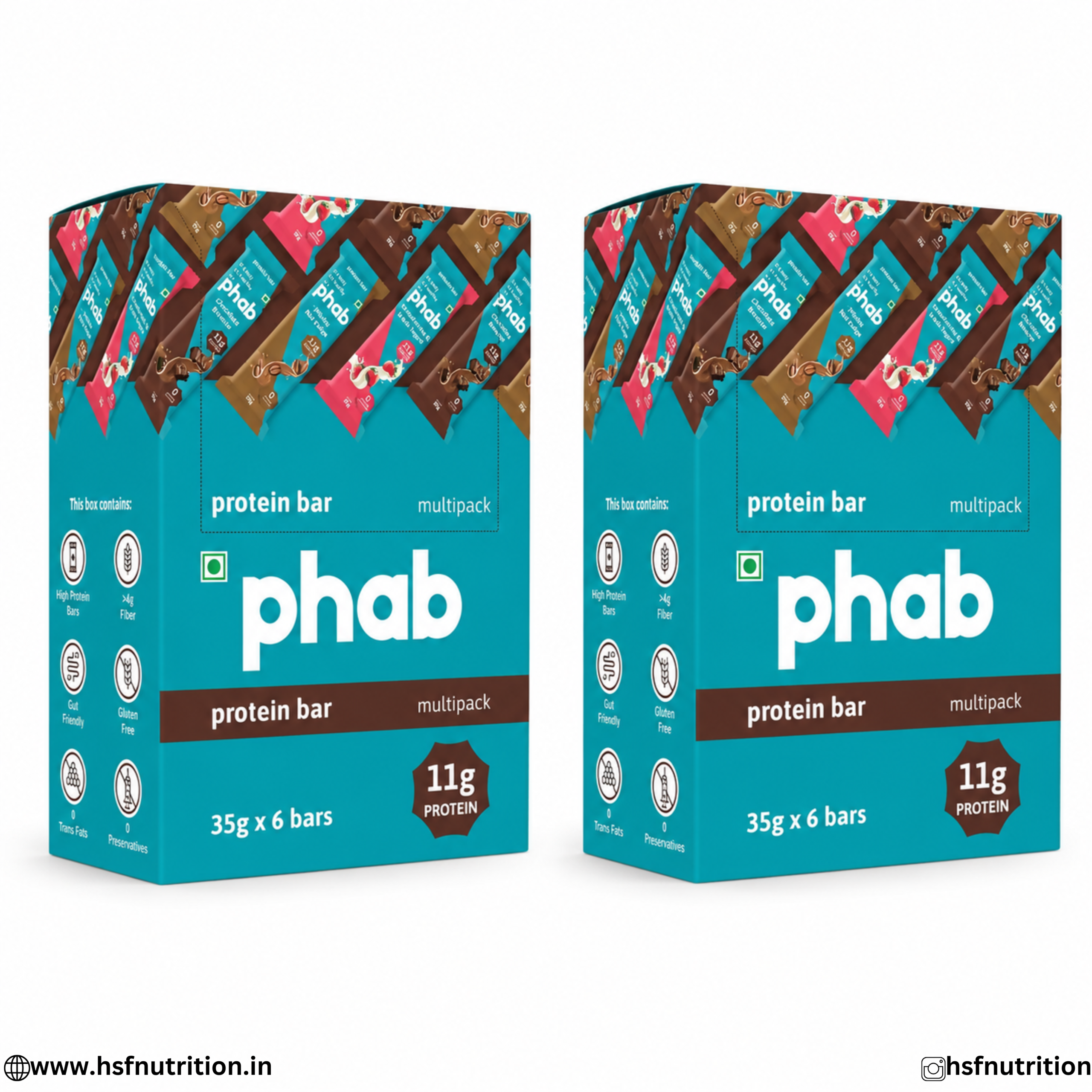 Untitled (1080 x 1080 px) (1) Phab Protein Bar Multipack 35g x 6 Bars Box Front View Pack of 2 Combo