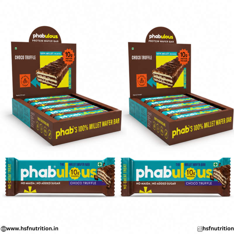 Phabulous Protein Wafer Bar Choco Truffle 10 Bars Box Front View Pack of 2 Combo