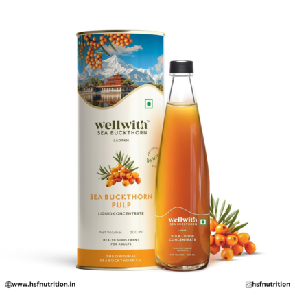 Wellwith Sea Buckthorn Himalayan Pulp Concentrate 300ml | Natural Vitamin C, Omega 3 6 7 9, Antioxidants | Immunity, Skin Glow & Gut Health Support | Juice Seabuckthorn