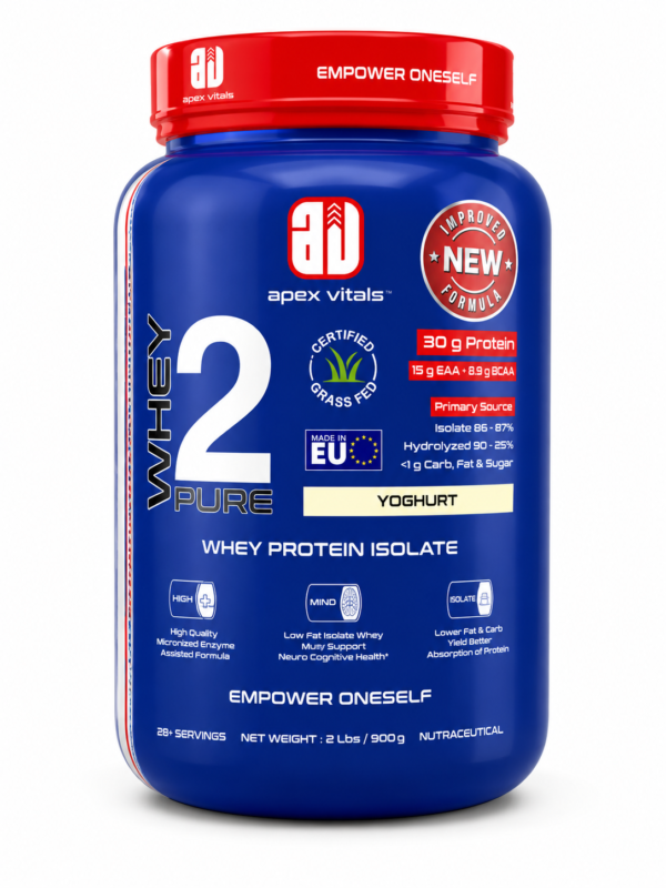 ✅ Image 1 Alt Text: Apex Vitals 2 Whey Pure Front View