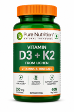 Pure Nutrition Vitamin D3 K2 From Lichen 60 Veg Tablets Front View