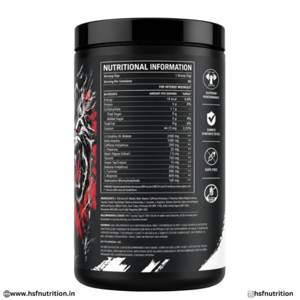 Black Wolf Wolf Fire Pre Workout Nutrition Information Panel