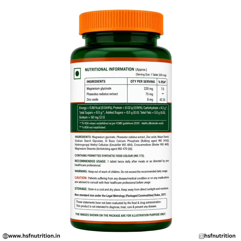 Pure Nutrition Magnesium Glycinate with Zinc Supplement Facts Panel
