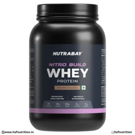 Nutrabay Nitro Build Whey Protein Rich Milk Chocolate Front View