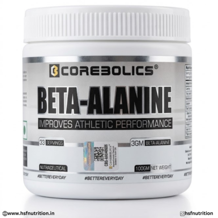 Corebolics Beta-Alanine 100g | 33 Servings, 3g Beta Alanine Pre Workout Supplement for Athletic Performance & Endurance Support