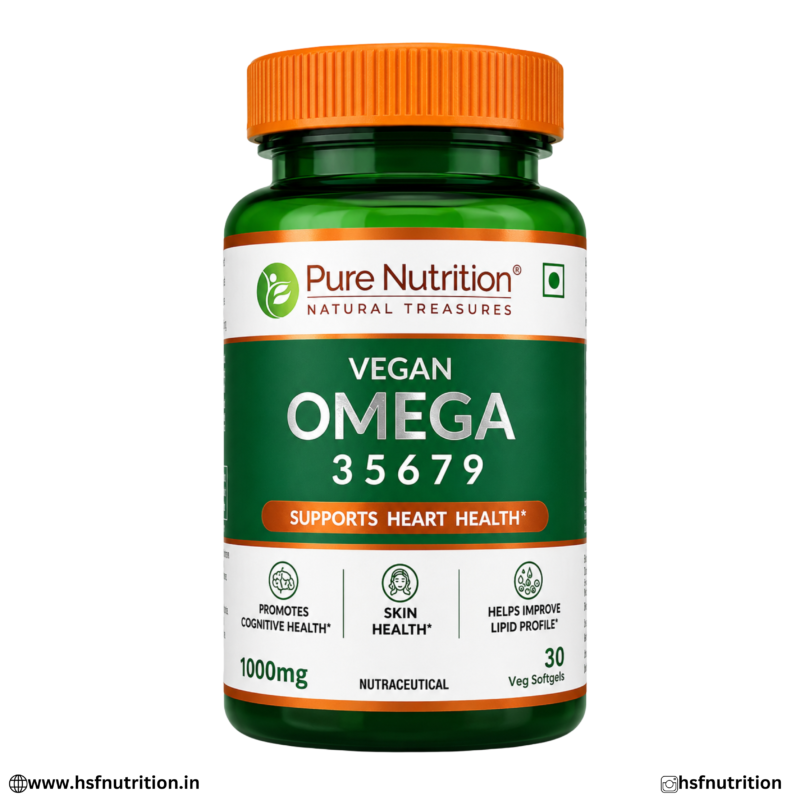 Pure Nutrition Vegan Omega 3 5 6 7 9 Softgels 1000mg Front View