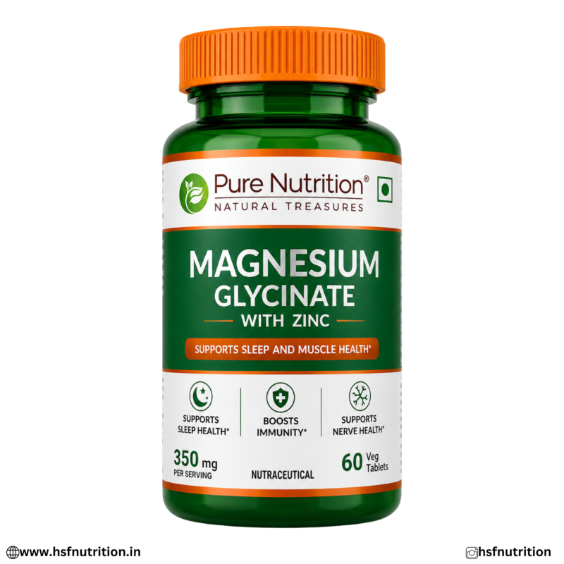 Pure Nutrition Magnesium Glycinate with Zinc 350mg Front View