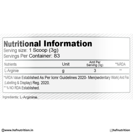 GAP Sports L-Arginine Supplement Facts and Ingredients