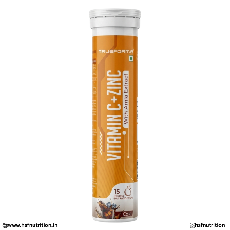 Trueforma Vitamin C Plus Zinc Effervescent Tablets Cola Flavor Front View
