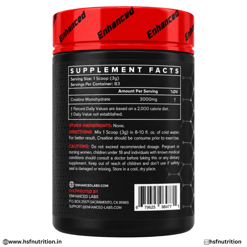 Enhanced Creatine Monohydrate Supplement Facts