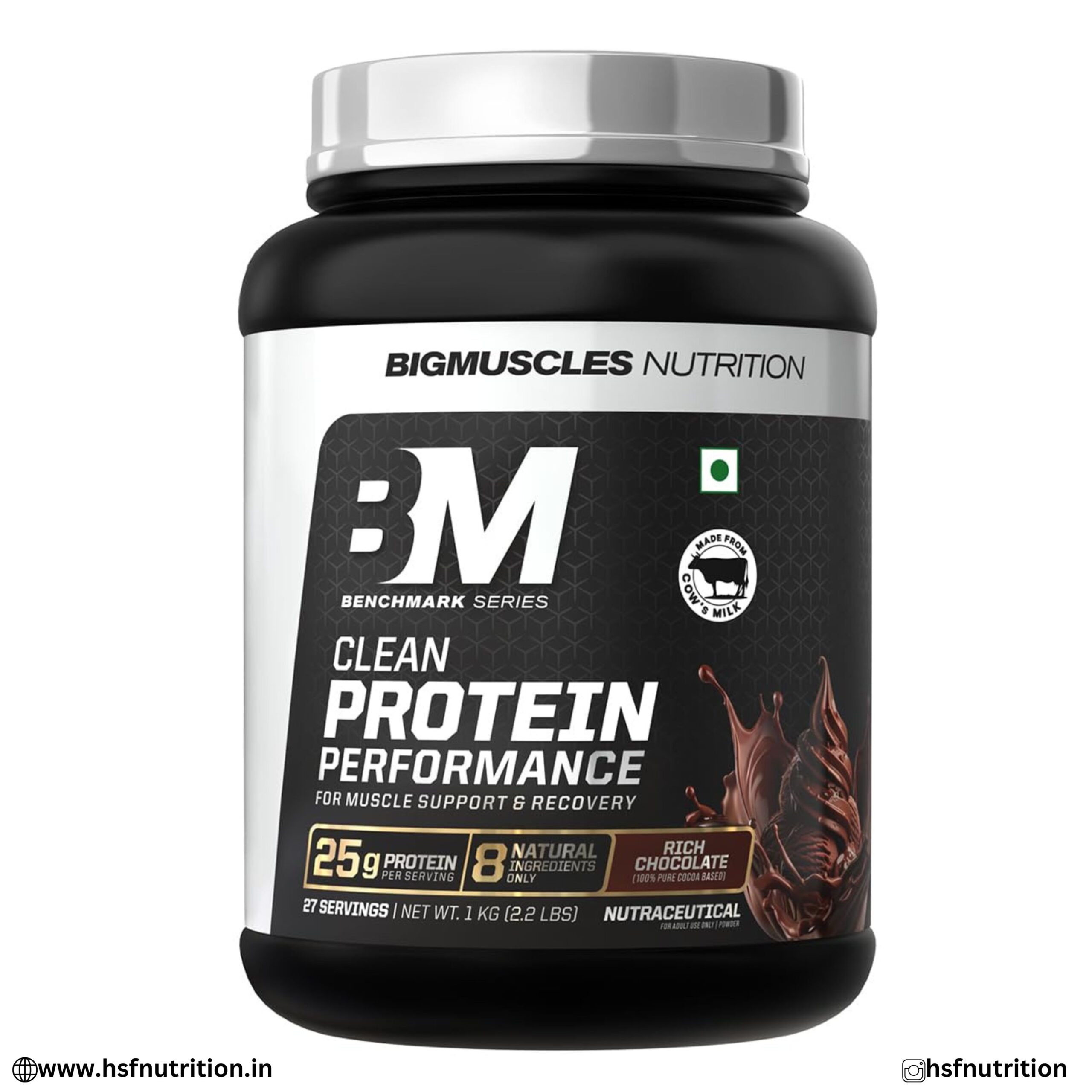 Indiamart BigMuscles BM Clean Protein Performance 1kg Front View