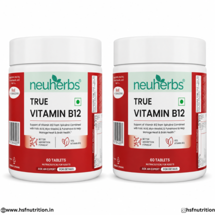 Neuherbs True Vitamin B12 60 Tablets Bottle Front View Pack of 2 Combo