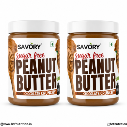 Savory Sugar Free Peanut Butter Chocolate Crunchy Flavor Tubs Pack of 2 Front View