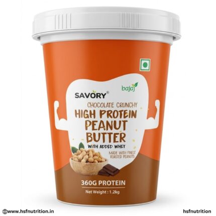 Savory Bajaj High Protein Peanut Butter -1.2Kg, 360g Protein | Whey Protein | Crunchy | Chocolate