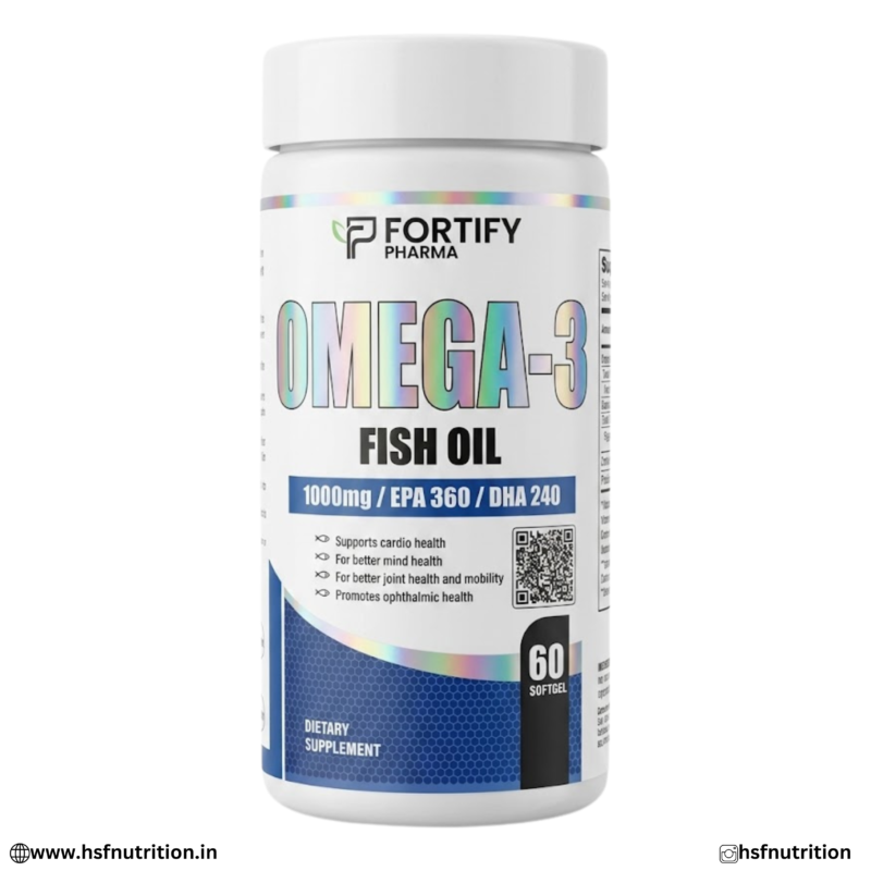 Fortify Pharma Omega 3 Fish Oil 1000mg 60 Softgels Front View