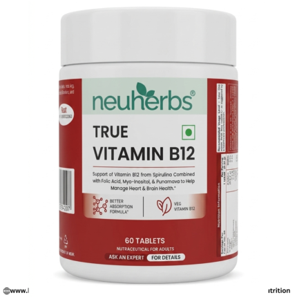 Neuherbs True Vitamin B12 60 Tablets Powerful Energy & Brain Health Supplement – 60 Servings