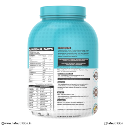 Russian Nutrition Freak Gain Advance Nutrition Facts and Ingredients Panel