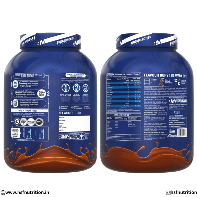 BigMuscles Nitra Isolate Protein Supplement Facts and Amino Acid Profile