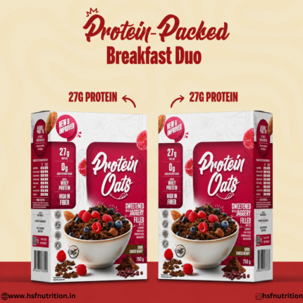 Doctor's Choice Protein DC Oats Combo pack 750g x 2 | High Protein Oats | High Fiber Breakfast Cereal | Chocolate & Strawberry
