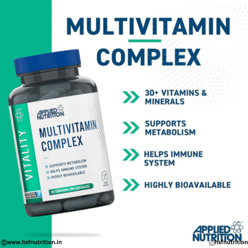 Applied Nutrition Multivitamin Complex Vitality 30 Servings Veggie Capsules Front Bottle Shot