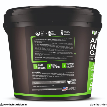 MuscleTork Anabolic Mass Gainer Nutrition Facts and Product Bulking Benefits Back Label