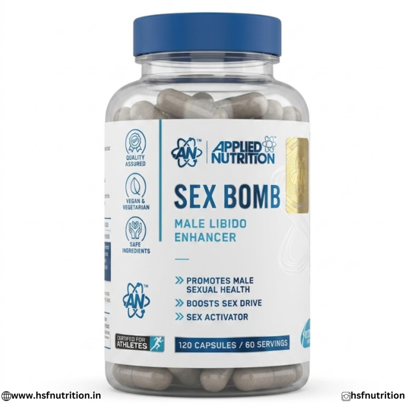 Applied Nutrition Sex Bomb Male Libido Enhancer 120 Capsules Front Bottle View