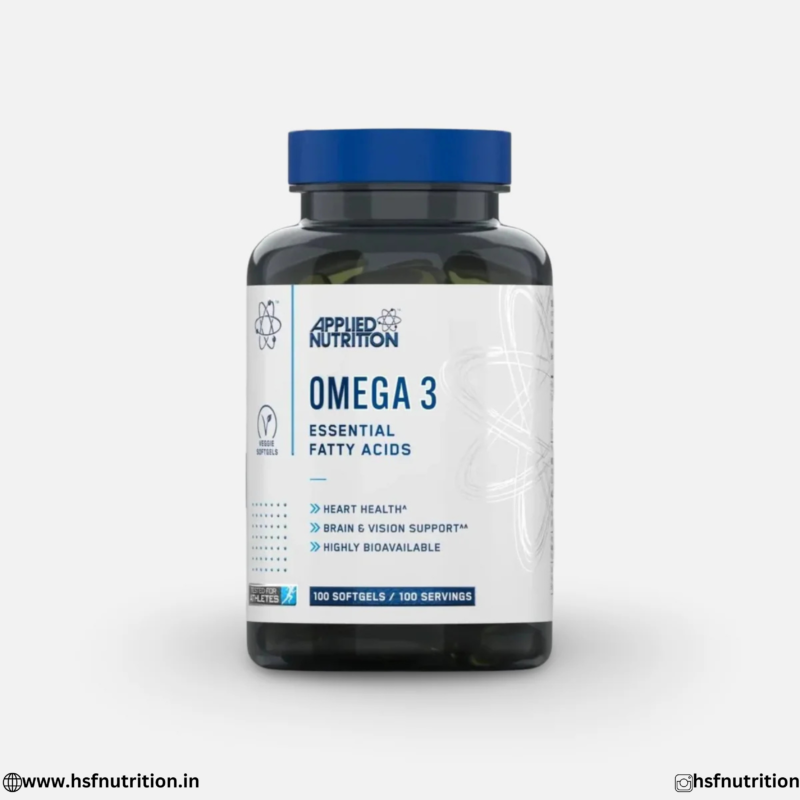 Applied Nutrition Omega 3 Essential Fatty Acids 100 Veggie Softgels Front Bottle View