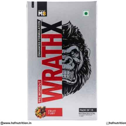 MuscleBlaze WrathX Pre Workout Fruit Fury Pack of 15 Front View
