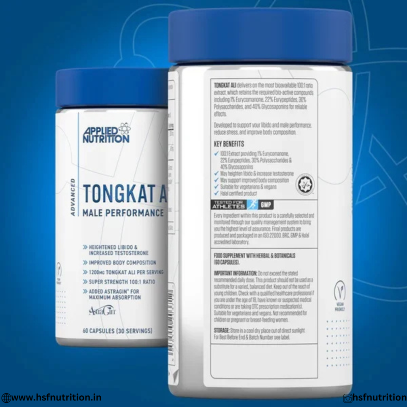 Applied Nutrition Tongkat Ali 1200mg Maximum Dosage Back Label and Nutritional Benefits View
