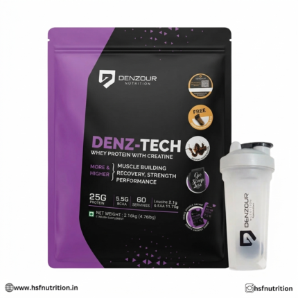 Denzour Nutrition Denz-Tech Whey Protein - 2Kg, 60 Serving, 25g, Belgium Chocolate | Free Shaker Inside Denzour Nutrition