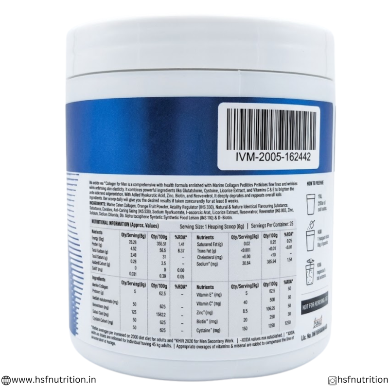 ✅ HK Vitals Skin Collagen for Men Supplement Facts