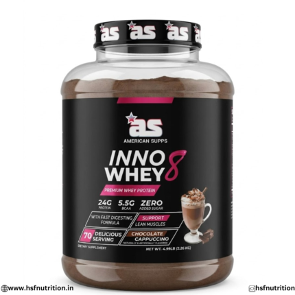 American Supps Inno Whey 2.26kg Front View Chocolate Cappuccino