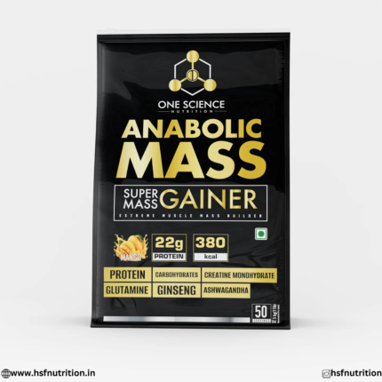 One Science Nutrition Anabolic Mass Gainer 5kg Mango flavor front view.