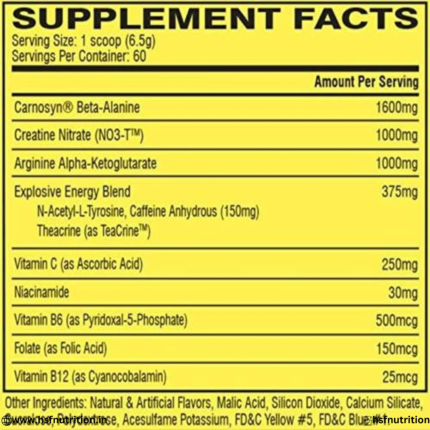 Cellucor C4 Original Pre-Workout Supplement Facts Label and Amino Acid Matrix Ingredients View