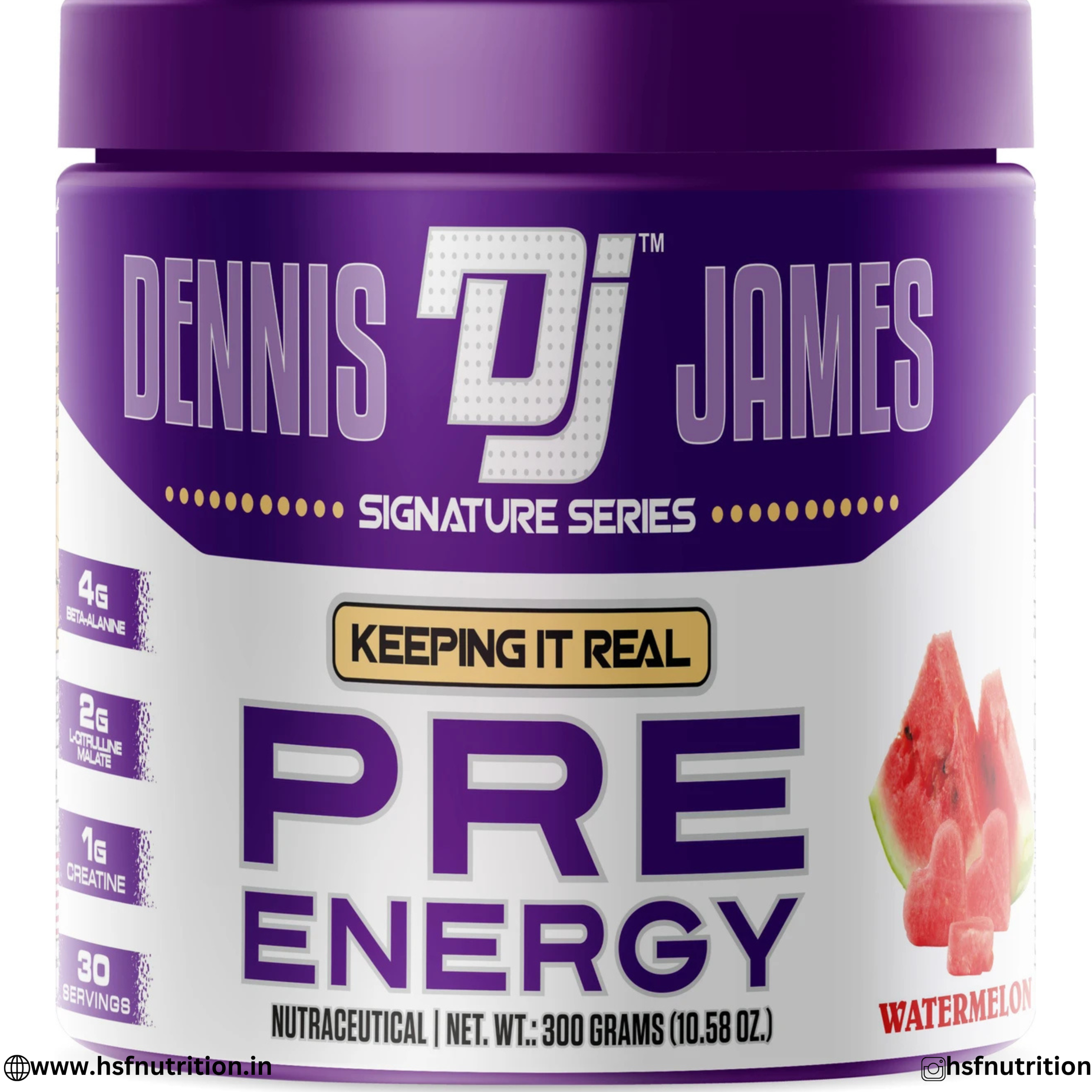 Untitled (1080 x 1080 px) (24) Dennis James Signature Series Pre Energy 30 Servings Watermelon Tub Front View