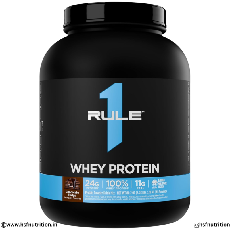 Rule 1 Whey Protein 2.28kg Chocolate Fudge Front View