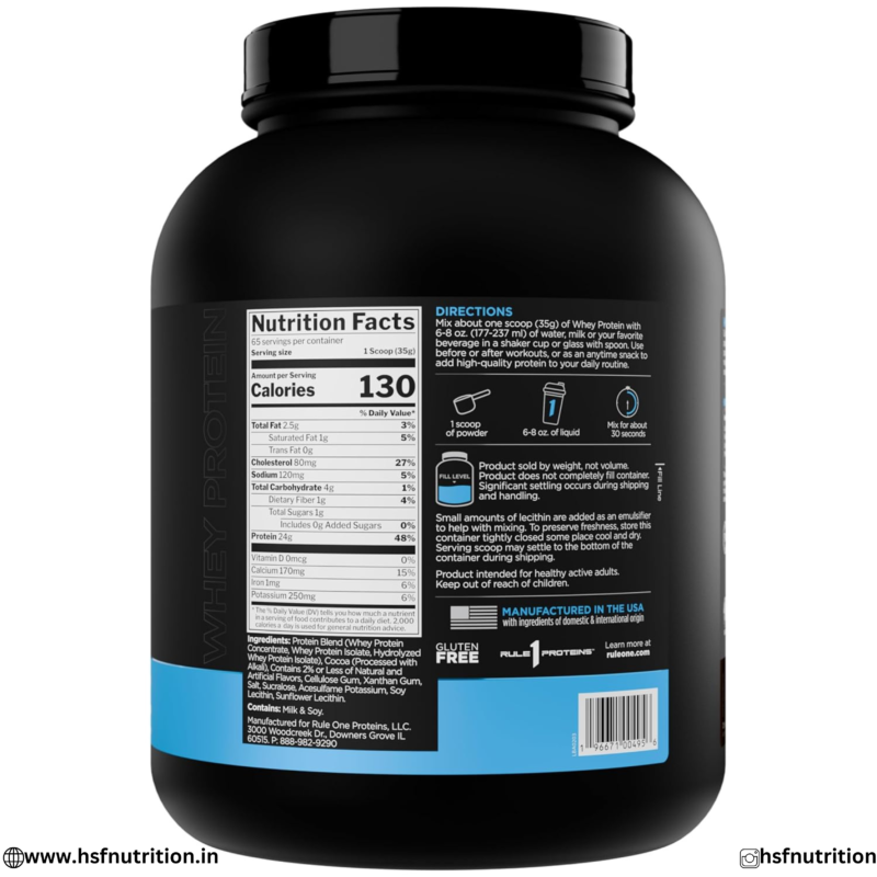 Rule 1 Whey Protein Supplement Facts and Ingredients Label