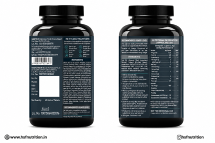 MuscleBlaze Fish Oil and MB-Vite Multivitamin Back Labels Showing Nutritional Facts and Ingredients