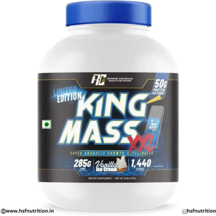 Ronnie Coleman Signature Series King Mass XXL, Vanilla Ice Cream- 2.7kg (6 lb) Powder - 50g Protein & Maltodextrin Blend with Whole Oat Flour