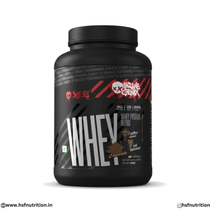 Insane Genix Whey Chocolate 1.98kg Tub Front View