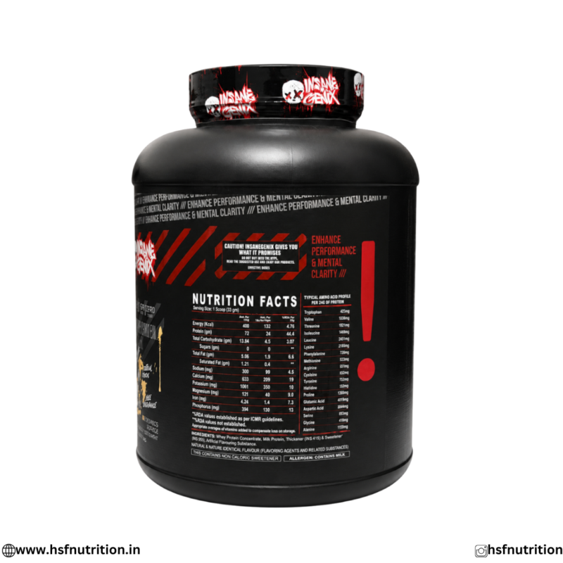 Insane Genix IG ISO 1.98kg Nutritional Facts and Ingredients Back Label